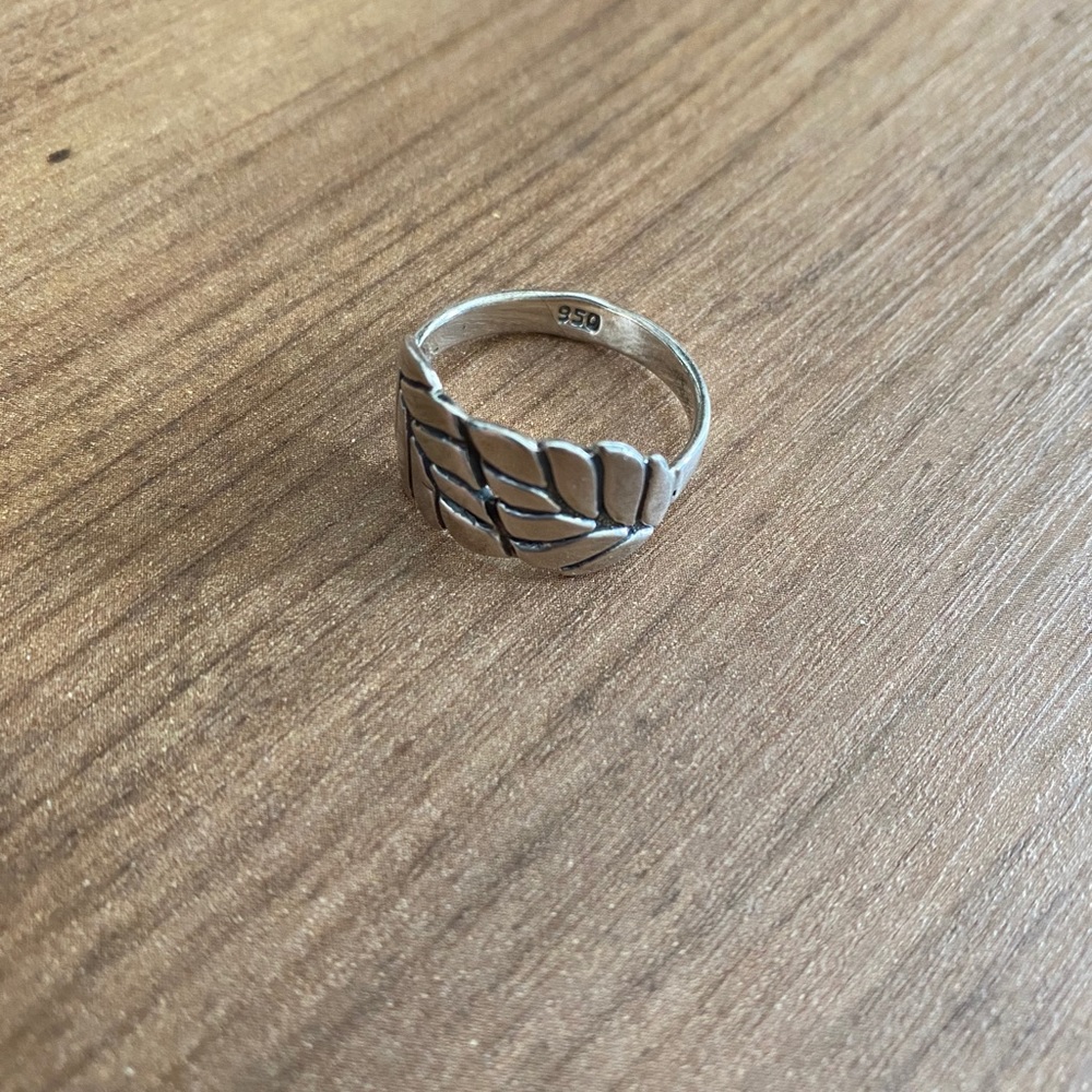 Sterling Silver 950 Peruvian Leaf Ring - image 4